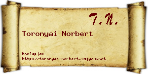 Toronyai Norbert névjegykártya